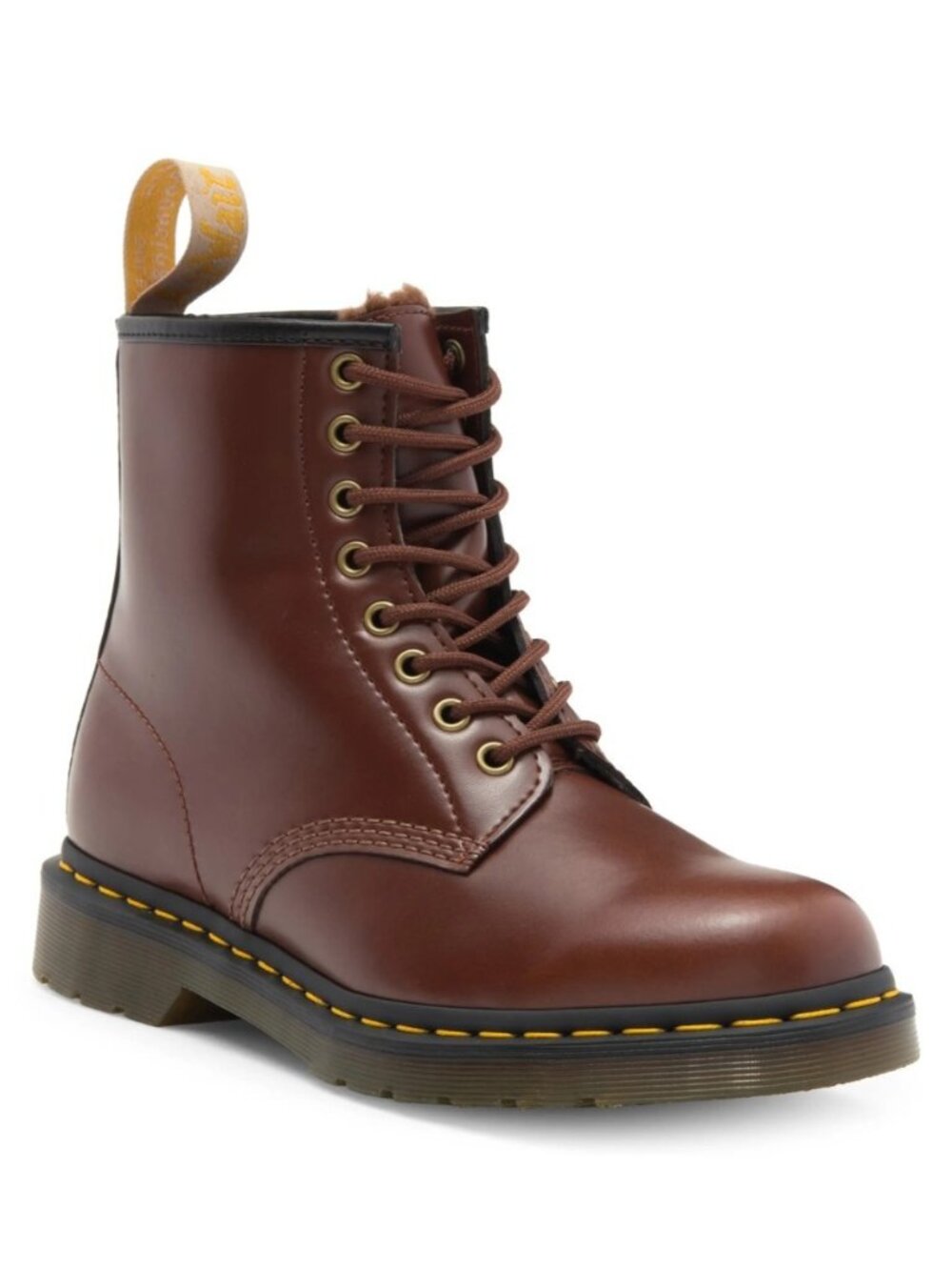 Dr. Martens 1460 Vegan Leather Faux Fur Lined Ankle Boots US Womens 11 / Mens 10